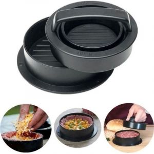 (Noir)3 en 1 Presse &agrave; Hamburger Moule &agrave; Barbecue Presse &agrave; Steak hach&eacute; diff&eacute;rentes Tailles Machine &agrave; Burger Cuisine Viande hach&eacute;e