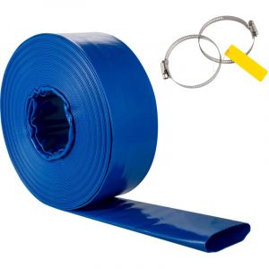 Mophorn - Tuyau de refoulement 1-1/2' x 105', tuyau plat en tissu pvc, tuyau de vidange à contre-courant robuste avec colliers de serrage, résistant