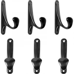 Pat&egrave;re Porte Manteau Mural, 6 Pi&egrave;ces Crochet de Manteau, R&eacute;tro Crochet Porte Manteau Noir a Visser, Pat&egrave;re &agrave; Peignoir avec Vis, Crochet Unique pour