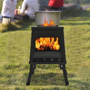 R&eacute;chaud de tente, tente de camping en plein air, po&ecirc;le &agrave; bois, r&eacute;chaud de camping portable, four de camping, po&ecirc;le de terrasse, en acier inoxydable,