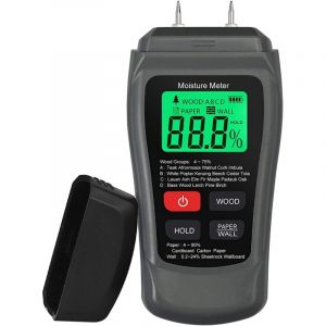 Humidimètre pour bois 0-90% Humidimètre Papier peint en bois Testeur d'humidité Détecteur Mesure de l'humidité du bois Bois de chauffage Carton Mur