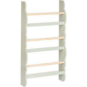 Biblioth&egrave;que Murale en Bois de Pin MDF Suspendue 3 Etages Meuble Chambre Enfant Vert Clair Rigolet