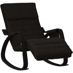 Décoshop26 - Fauteuil à bascule d'allaitement rembourré relax pour salon en tissu noir DEC029051