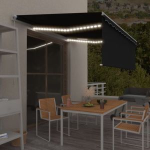 Maisonchic - Store banne avec led, Auvent manuel rétractable, Marquise auvent de porte 4x3 m Anthracite CON7908 design in