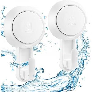 Lot 2 Crochet Ventouse Mural Puissante 5KG, Crochet Vacuum Plastique Porte Serviette Peignoir Couronne Manteau Torchon &agrave; Ventouse, Ustensile de Salle