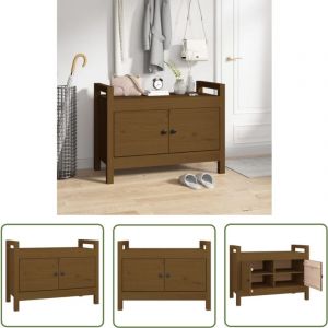 The Living Store Banc d'entrée Marron miel 80x40x60 cm Bois de pin massif - Banc D'entrée - Banc Coffre - Meuble D'entrée - Rangement Intérieur
