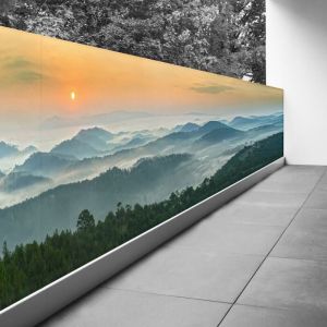 Lumal&eacute;a - Brise vue Trompe l'oeil - 80x280 cm - Montagnes - Recto Imprim&eacute; / Verso BlancB&acirc;che Pleine - 100% d'occultation