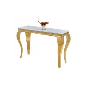 Console baroque Gold plateau verre blanc marbré 110x50x85 cm