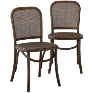 Made In Meubles - Chaise en orme et cannage Luzian (lot de 2)
