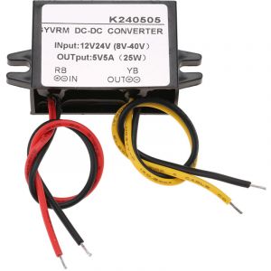 Convertisseur 12V/24V &agrave; 5V 5A DC-DC, Convertisseur Step Dow 5A DC &agrave; DC, Module de Volt Abaisseur, Transformateur d'alimentation de Carte.