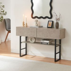[en.casa] - Table console Varberg 75 x 120 x 30 cm noir effet béton clair
