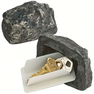 Cache-cl&eacute;s en pierre artificielle d'ext&eacute;rieur - Petite pierre d&eacute;corative pour cacher les cl&eacute;s de la porte d'entr&eacute;e, cache-cl&eacute;s de jardin/cour