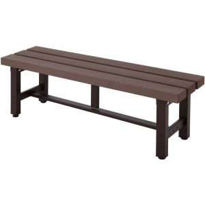 HHG - Banc de jardin alu 663, banc banc de parc banc de balcon, résistant aux intempéries wpc 120cm, brun
