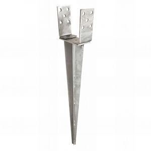 Pied de poteau en u zingué à enfoncer - Largeur réglable de 0 à 120 mm - 0-120 x 65 x 700 x 2,0 mm