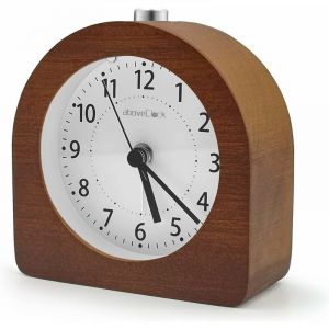 SNQ - Réveil Matin à Piles Fonction Snooze Réveil Bois de Voyage Lumineux Réveil Analogique Silencieux sans Tic-Tac Horloge à Aiguilles Alarme Sonore