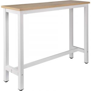 Woltu - Table de bar Table de bistrot, Table à manger, Structure en métal, Plateau en mdf, 140x40x100 cm, Hêtre Foncé