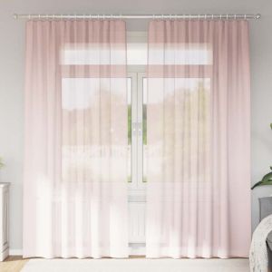 Voilage avec passe-tringles - Lot de 2 pi&egrave;ces - Rose clair - 140x250 cm - Tissu diaphane et lumineux - D&eacute;coration fen&ecirc;tre moderne