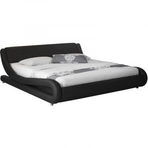 Lit Double pour Matelas Lit Adulte Couleur Noir Matériaux bois et simili cuir Modèle Alessia 140x190cm
