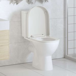 Abattant WC &agrave; fermeture en douceur Blanc Carr&eacute;