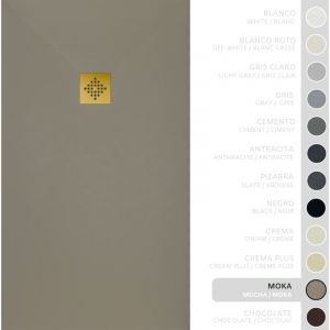 SOULBATH Receveur de Douche -R&eacute;sine -Gel Coat -Texture Lisse/Pierre -Antid&eacute;rapant -Couleur Moka - 140x80- Extra plat 3cm. Bonde de Vidage incluse