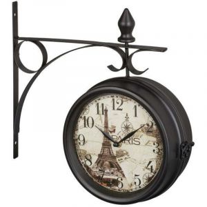 Horloge de gare double face en noir