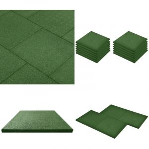 Vidaxl - Carreaux de protection antichoc 12pcs Caoutchouc 50x50x3cm Vert - Carrés Anti-chutes - Carreau Caoutchouc - Revêtement Extérieur - Terrasse