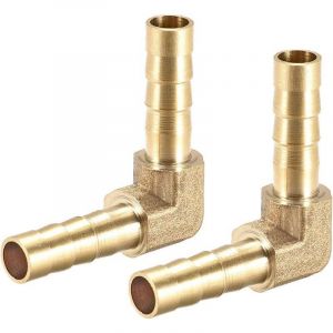 map 2pcs Raccord cannel&eacute; tuyau en laiton barbel&eacute; de 6 mm coud&eacute; &agrave; 90 degr&eacute; tube coupleur