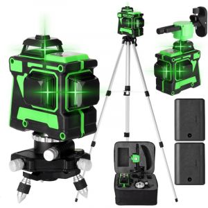 Tonysa - Niveau Laser Autonivelant 3x360°,Laser Chantier Vert 3D 12 lignes,Niveau Laser croisé,étanche IP54,Niveau Laser rotatif,2400 mAh Batterie 2