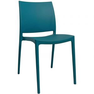 Okaffarefatto - Chaise de salle &agrave; manger Altea en plastique couleur vert p&eacute;trole mod&egrave;le confort
