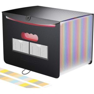 Trieur Accordeon A4 24 Compartiments avec Couvercle,Rangement Papier Administratif, Range Document Trieur Pochette &agrave; Soufflet, Valisette Organisateur