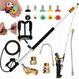 Rosfix Lance T&eacute;lescopique 1,5&ndash;7,3m pour Nettoyeur Haute Pression &ndash; Aluminium, 275 Bar, 30 l/min Avec Sangle et Buses compatible avec nettoyeur haute