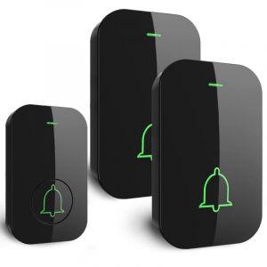 Sonnette sans Fil, Bouton de Sonnette, Carillon de Porte &eacute;tanche IP55 avec 2 r&eacute;cepteurs enfichables,Volume R&eacute;glable, 5 Niveaux de Volume,60 m&eacute;lodies,