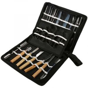 1 ensemble de 46 outils de sculpture portables, légumes, fruits, aliments, ciseaux de cuisine, Kit de produits de coupe - Ulisem
