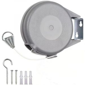 Corde &agrave; Linge R&eacute;tractable de 12 m pour V&ecirc;tements, &Eacute;tendoir &agrave; Linge tr&egrave;s Robuste et R&eacute;sistant, M&eacute;canisme R&eacute;tractable Automatique, Installation Facile