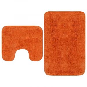 Le Poisson Qui Jardine - Tapis de salle de bain Orange + Tapis de wc - Toilettes - Orange