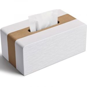 Boite a Mouchoir en Cuir, Boite Mouchoirs Rectangulaire Bo&icirc;te &agrave; Mouchoirs, Mouchoirs Boite l x p x h : 25 &times; 13,5 &times; 9,5 cm (Or & Blanc) - Lntyq