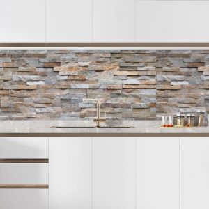 Lumal&eacute;a - Cr&eacute;dence adh&eacute;sive cuisine - Effet parement - 50x135 cm - Adh&eacute;sif + Protection brillante