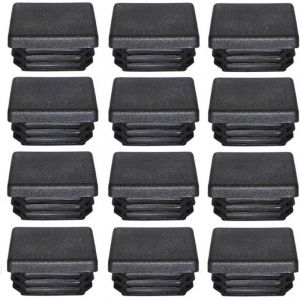 (12pcs)Bouchon Plastique 50x50mm Embout Tube Carre Noir Plastique Embout Bouchons D'obturation pour Pieds de Meuble Trampoline 12 Pcs