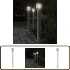 Vidaxl - Lampadaire d'extérieur et sortie argenté 110cm acier inoxydable - Lampadaire Exterieur - Éclairage Extérieur - Luminaire Jardin - Lampe Sol