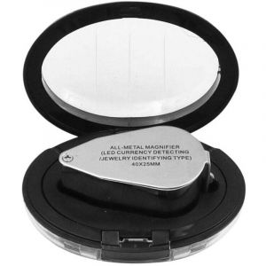 Loupe de bijoutier 40X Loupe Pliante en métal avec loupe à lumière uv led pour Diamants bijoutiers pièces de Monnaie (Reconnaissance de