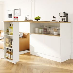 Table Haute Pivotante à 360°, Table De Bar Multifonction Avec Rangement, Roulettes, Noir - Roomfitters