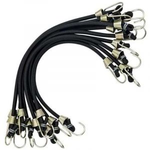 [JAMAIS UTILIS&Eacute;] Lot de 10 tendeurs sandow 30 cm &ndash; Caoutchouc et m&eacute;tal &ndash; Crochets r&eacute;sistants pour camping, remorque, moto et v&eacute;lo