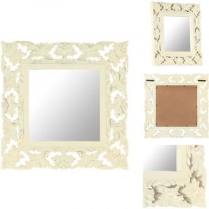 Vidaxl - Miroir sculpté à la main Blanc 50x50 cm Bois de manguier massif - Miroir Décoratif - Miroir Mural - Miroir Design - Miroir Bois - Miroir