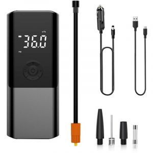 Mini Compresseur d&rsquo;Air Portatif 150 PSI 6000 mAh Pompe &agrave; Air &Eacute;lectrique 12V DC Rechargeable Gonfleur Pneus Voiture avec Affichage Digital Lampe LED