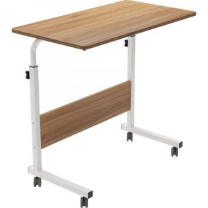 Table d'ordinateur portable réglable en hauteur, bureau d'ordinateur à roulettes, table de soins pour lit et canapé, 80 x 40 x 71-90 cm,Chêne