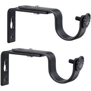 Support de tringle à rideau réglable 2 pièces avec vis Support de tringle à rideau mural pour tringle de 15 à 22 mm (noir)