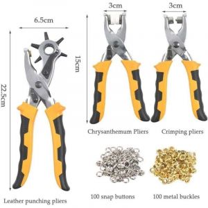 3 Pi&egrave;ces Set Pinces Perforatrice Cuir, Pince &agrave; &oeligillets et Pince &aacute; Rivets pour Boutons/Oeillets/Rivets