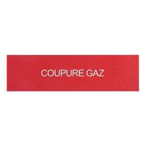 Lot de 3 &eacute;tiquettes autocollantes pour coffrets bris de glace avec coupure gaz blanc sur fond rouge (038020)