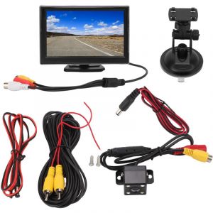 Kit de système de caméra de recul, moniteur de recul 5 pouces, entrée vidéo V1 V2, haute définition 12-24V pour véhicules, caméra lumineuse 4LED