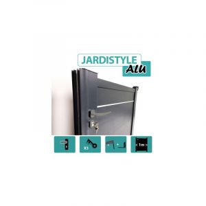 Cloture & Jardin &ndash; Portillon aluminium gris anthracite plein avec liser&eacute; &ndash; Hauteur 1,40 m &ndash; Aluminium thermolaqu&eacute; anti-corrosion &ndash; Quincaillerie inox